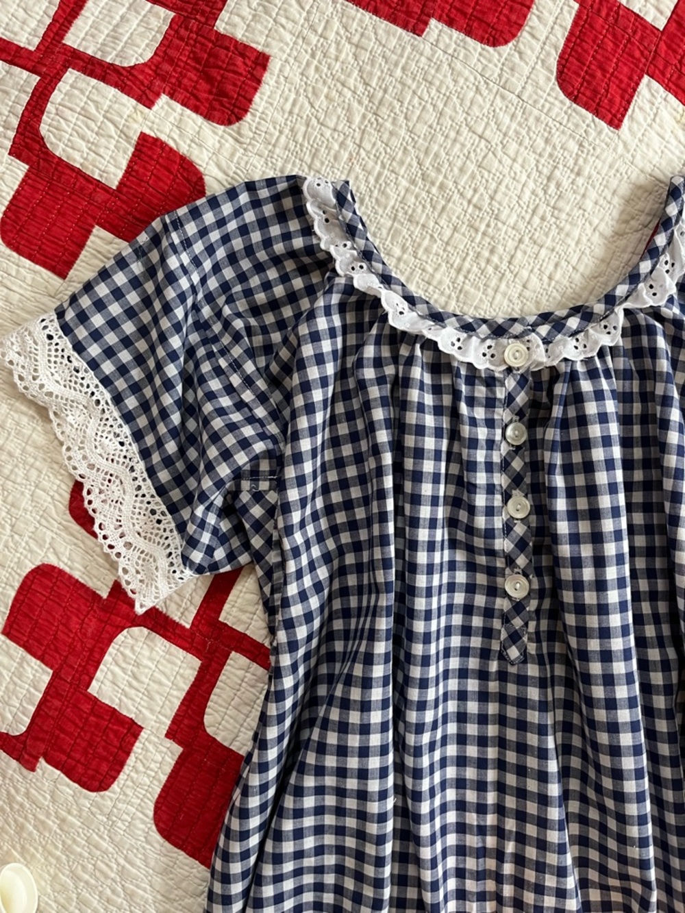Christy Dawn Neuflora Medium/Large Lace Inspired Gingham Dress
